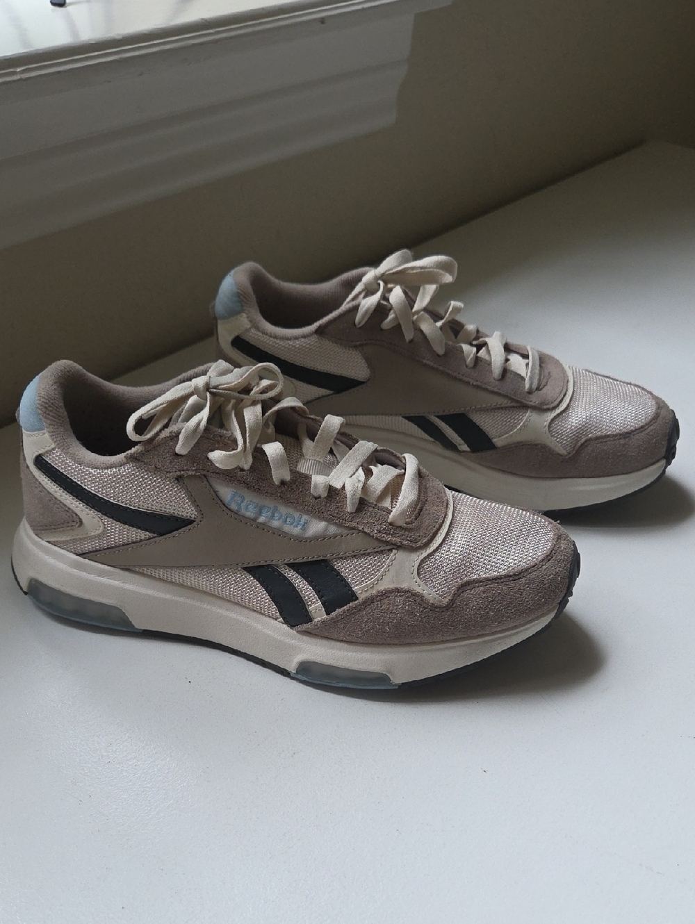 Reebok Women’s Taupe and Black Retro Runner Sneakers